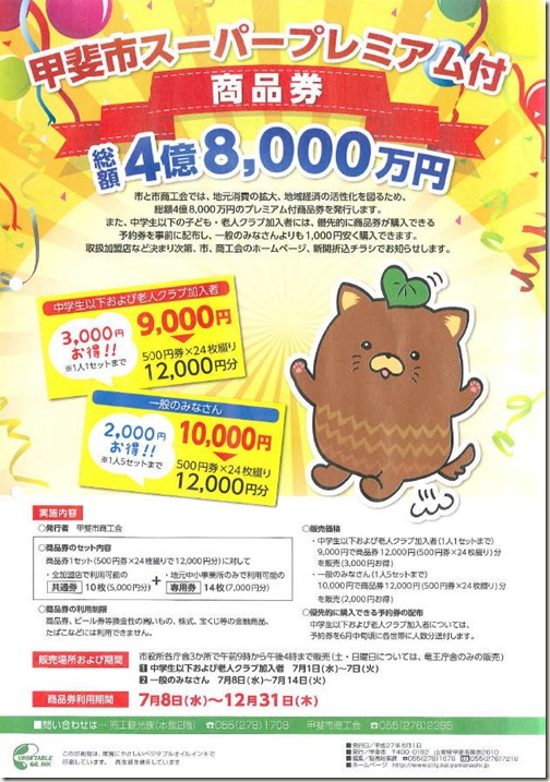 甲斐市スーパープレミアム付商品券